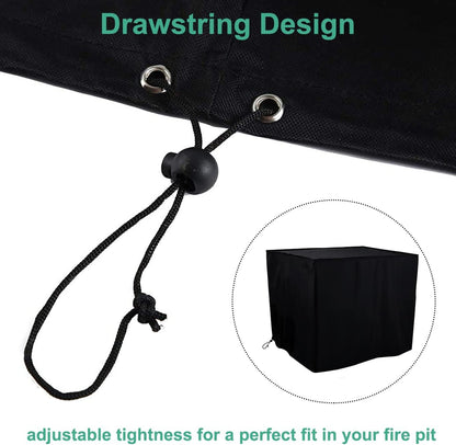 Fire Pit Cover Patio Cover Square 600D Heavy Duty Fire Pit Covers 32x32x24 Inch Outdoor FirePit Covers for 28 29 30 31 Inch Square Fire Pit