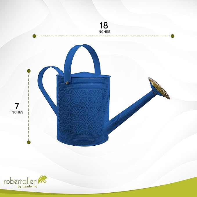 Headwind Aurora Oceanside Blue Metal Watering Can 2 Gallon – Galvanized Vintage Large Watering Metal Can for Indoor & Outdoor Garden Use by Robert Allen