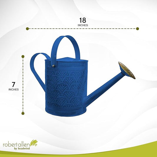 Headwind Aurora Oceanside Blue Metal Watering Can 2 Gallon – Galvanized Vintage Large Watering Metal Can for Indoor & Outdoor Garden Use by Robert Allen
