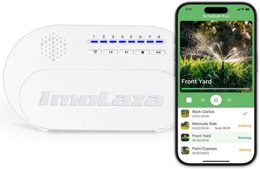 ImoLaza 4-Zone Indoor Smart WiFi Sprinkler System Controller, Easy Install Irrigation Timer for Lawn & Garden, Water-Saving Automatic Sprinkler Timer/Controller with Mobile App, Compatible with Alexa