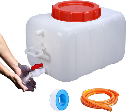 Water Storage Container with Spigot Hose, 52.8 Gallon Portable Water Tank Thick Water Dispenser Carrier Heavy Duty Water Bucket for Hiking Picnic Vehicle Outdoor Emergency(Size:25L/6.6Gal)