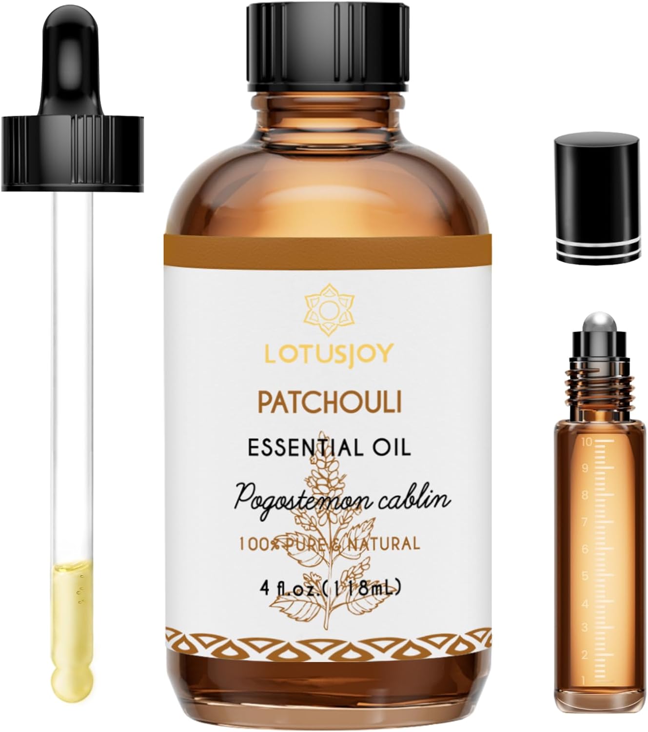 Patchouli Essential Oil for Skin Hair Diffuser, 100% Pure Natural Patchouli Oil for Room Spray, Roll On, DIY Candles & Soap Making - 4 Oz