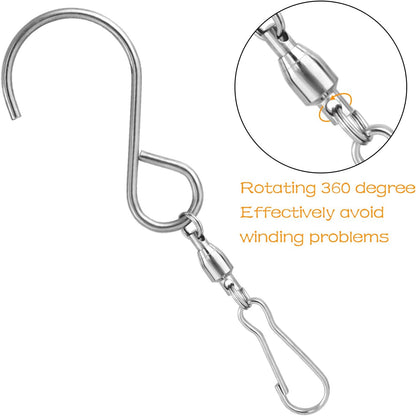 KUUQA 20 Pack Swivel Hooks Clips Wind Spinner S Hook Clips Hanging Wind Chimes Crystal Twisters Party Supplies (Silver)