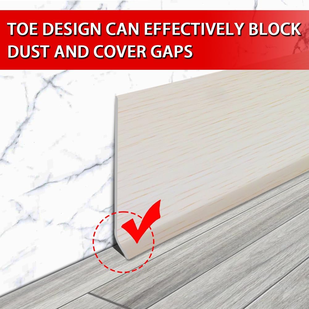 Vinyl Wall Base Baseboard Molding Trim 6" Flexible Self Adhesive Rubber Wall Base Moulding Trim Peel and Stick Design, 6 Inch x 40 Feet, Beige Wood