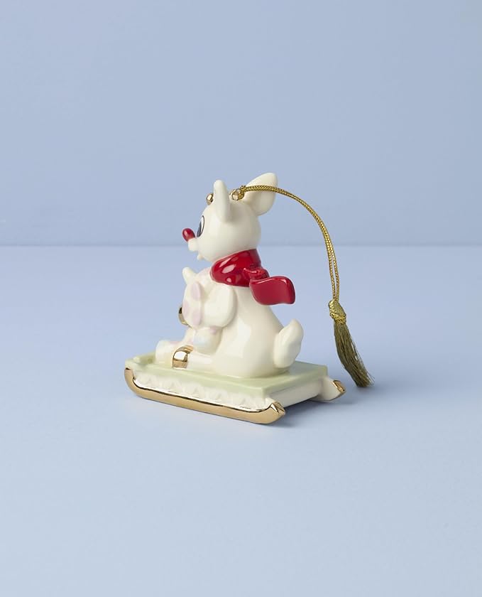 Lenox Ornaments, Rudolph and Misfit Elephant Christmas Ornament, Porcelain with Gold Accents and Hanging Cord for Christmas Tree Decoration, Winter Decorations, Winter Tree Ornaments (1 Piece)