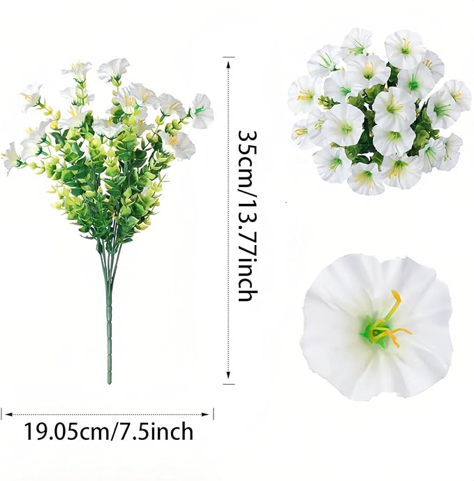 Artificial Flowers for Outdoors - UV Resistant & Fade-Resistant Fake Flowers, 10 Bundles Waterproof Faux White Eucalyptus for Garden, Yard, Patio, Wedding & Home Decor 10 White Bundles