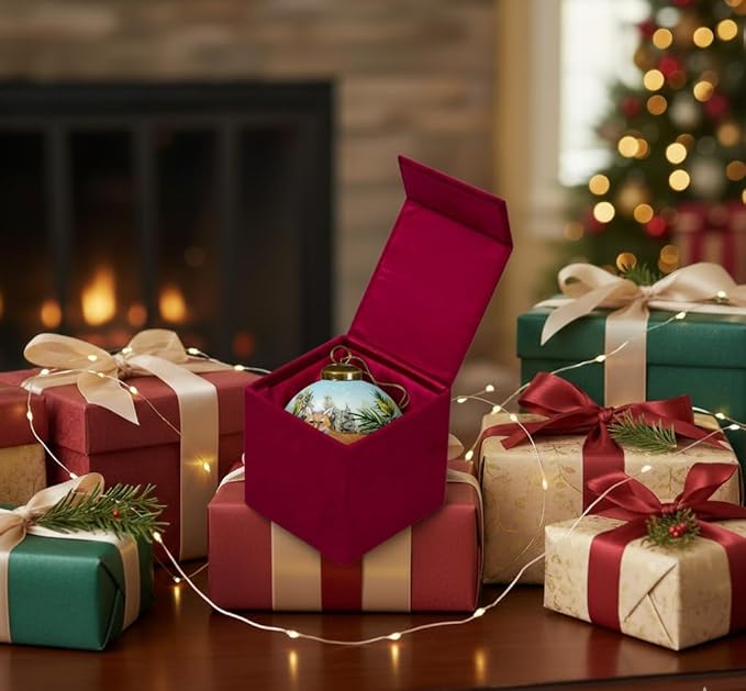 Fox Christmas Ornament – Hand-Painted Glass Fox Ornament for Christmas Tree – Woodland Animal Holiday Decoration – Cute Fox Gift Christmas Décor