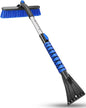 Ice Scraper Brush for Car Windshield Window, 26'' to 33'' Aluminum Extendable Snow Brush for Car Window with Foam Grip and 360° Pivoting, Soft Broom Head for Car Vehicle Accessories