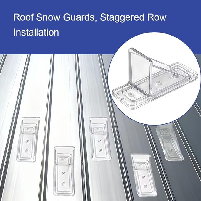 50 Pack Snow Guards for Metal Roofs, Snow Stops for Metal Roofs, Prevent Sliding Ice Snow Stop Buildup with Gasket and Screws, Metal and Steel Roofs Winter Supplies