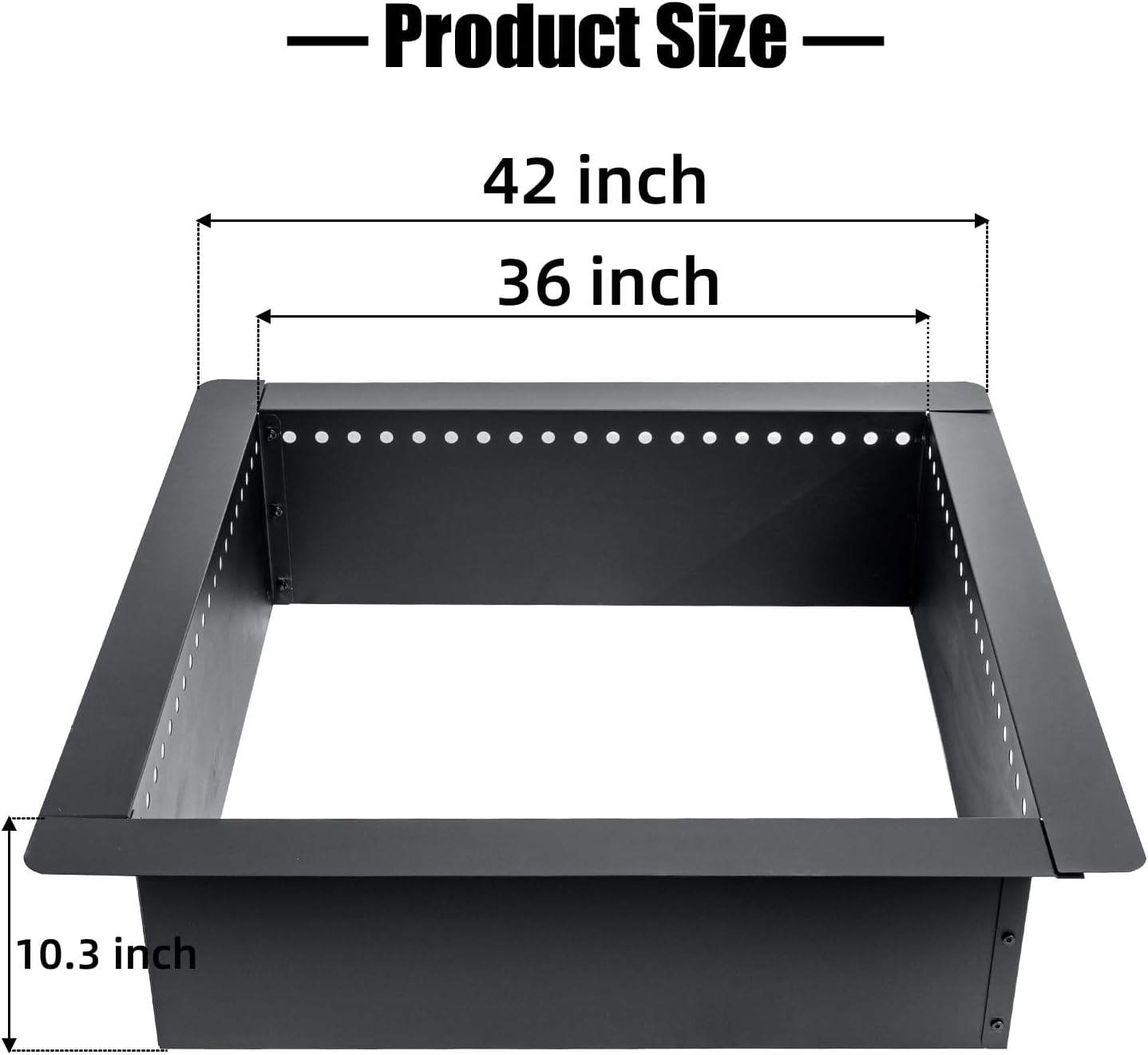 42 inch Square Fire Pit Ring, Heavy Duty Firepit Ring, DIY Campfire Insert Above or In-Ground, for Outdoor, Camping, and Bonfires