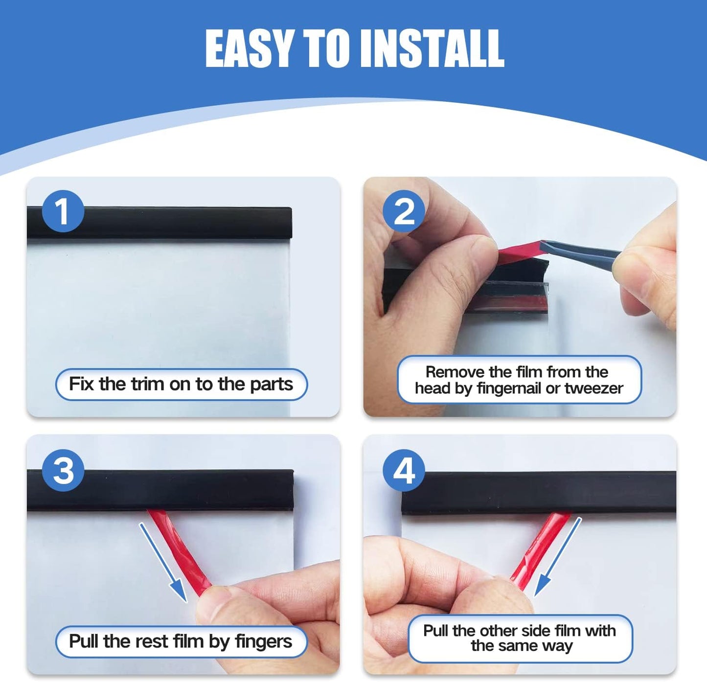 Rubber Edge Trim, Self-Adhesive Rubber Edge Protector for Sheet Metal, EPDM Material, Fit 5/16"(8mm), Black Color, U Channel Edge Trim, Total Length 20Ft