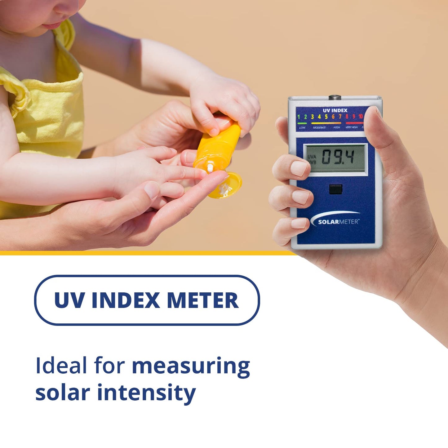 Model 6.5 UV Index Meter, Handheld Digital Radiometer for Measuring Ultraviolet Light, Measures 280-400 nm with Range from 0-199.9 UV Index, Made in USA