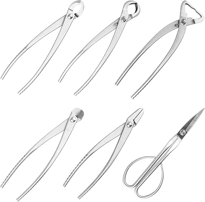 6 PCS Bonsai Pruning Tool Set, 6 Different Roles of Scissors to Meet All the Needs of the Usage Process, for Plant Pruning and Shaping, Free Your Hands and Easy to Finish the Work