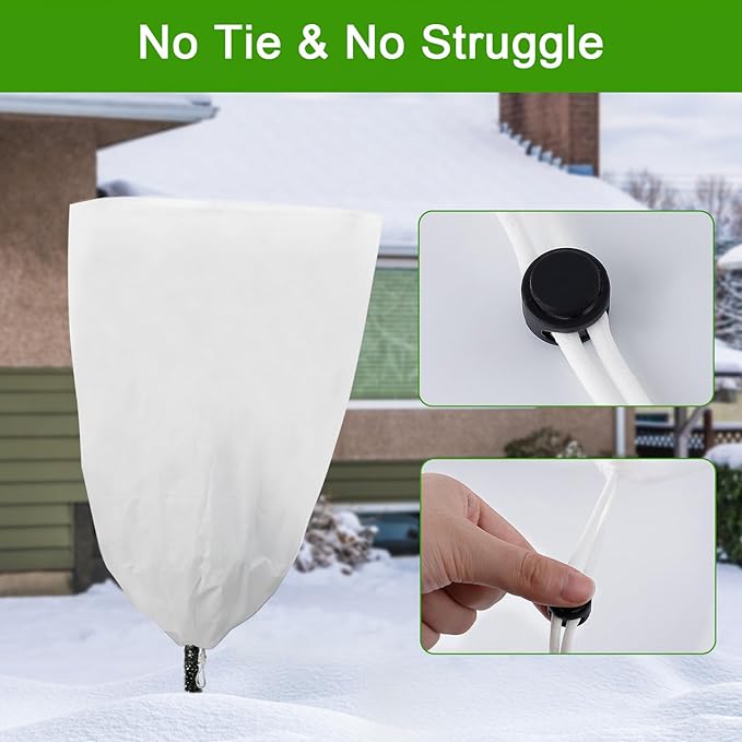 YDSL 3 Pack Plant Covers Freeze Protection, 25"×32" 1.77oz/yd² Plant Frost Covers for Outdoor Plants Shrub Potted Plants Use, Winter Cloth Plant Tree Cover with Drawstring for Cold Weather