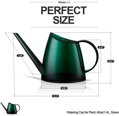 WhaleLife Indoor Watering Can for House Bonsai Plants (1.4L, Green)