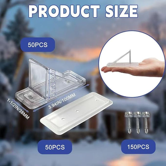 50 Pack Snow Guards for Metal Roofs, Snow Stops for Metal Roofs, Prevent Sliding Ice Snow Stop Buildup with Gasket and Screws, Metal and Steel Roofs Winter Supplies