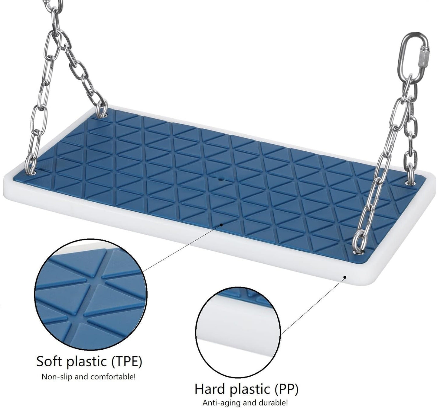 Swing Seat Heavy Duty, Non Slip Tree Swing Set Playground Swing Set Accessories for Kid Indoor Outdoor Backyard, Blue