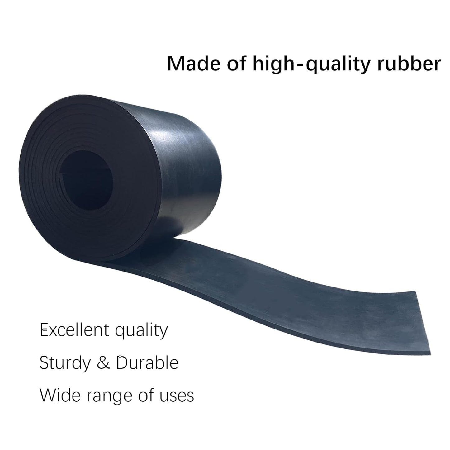 Solid Rubber Strips 1/8 (.125)" Thick X 4" Wide X 10'Long, Solid Rubber Sheet for Anti-Slip Pads, Flooring, Seals, Crafts, Anti-Vibration, Gaskets DIY