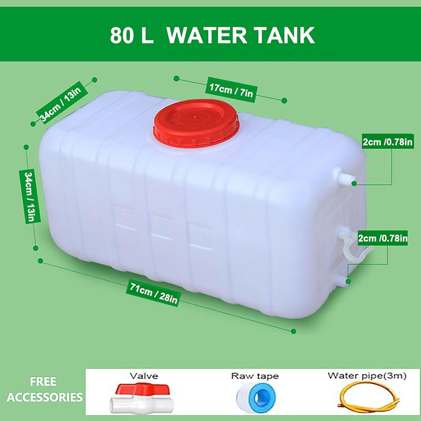 Water Storage Tank for Camping, Plastic Water Containers with Spigot for Emergency Water Storage Household Outdoor Camping Hiking Self-Driving Tour(Size:80L/21gallon)