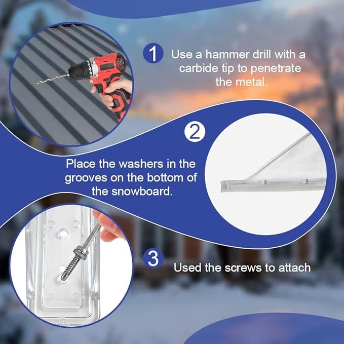 25 Pack Snow Guards for Metal Roofs, Snow Stops for Metal Roofs, Prevent Sliding Ice Snow Stop Buildup with Gasket and Screws, Metal and Steel Roofs Winter Supplies