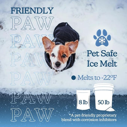 Friendly Paw Pet Friendly Ice Melt (20 LB Pail) - Our Driveway and Sidewalk Deicer Will Keep Your Pets and Children Safe in The Harshest of Conditions White