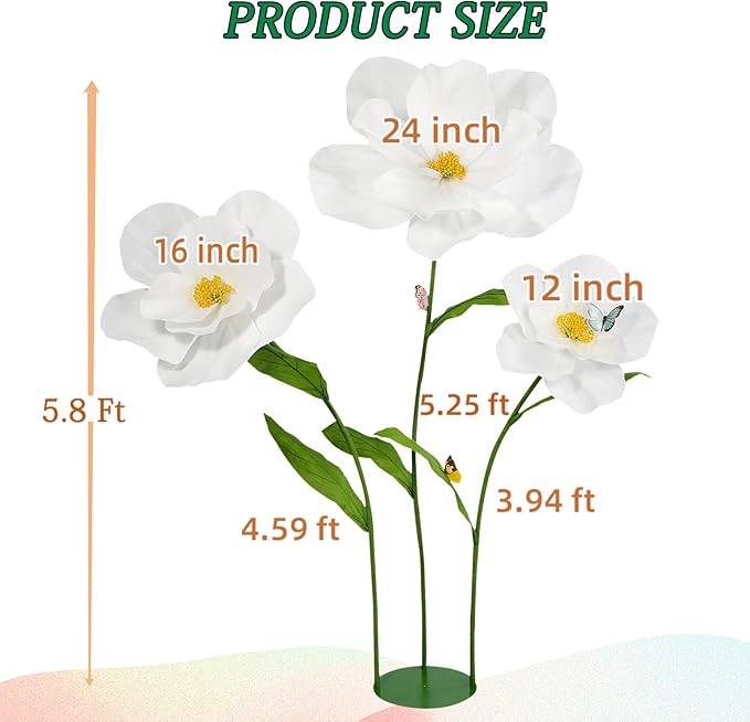 5.8 Ft Giant Artificial Flowers for Decoration,Large EVA Flower Decor,Wedding Arrangements, Birthday Party Banquet Background,Hotel,Office,Window Display(White)