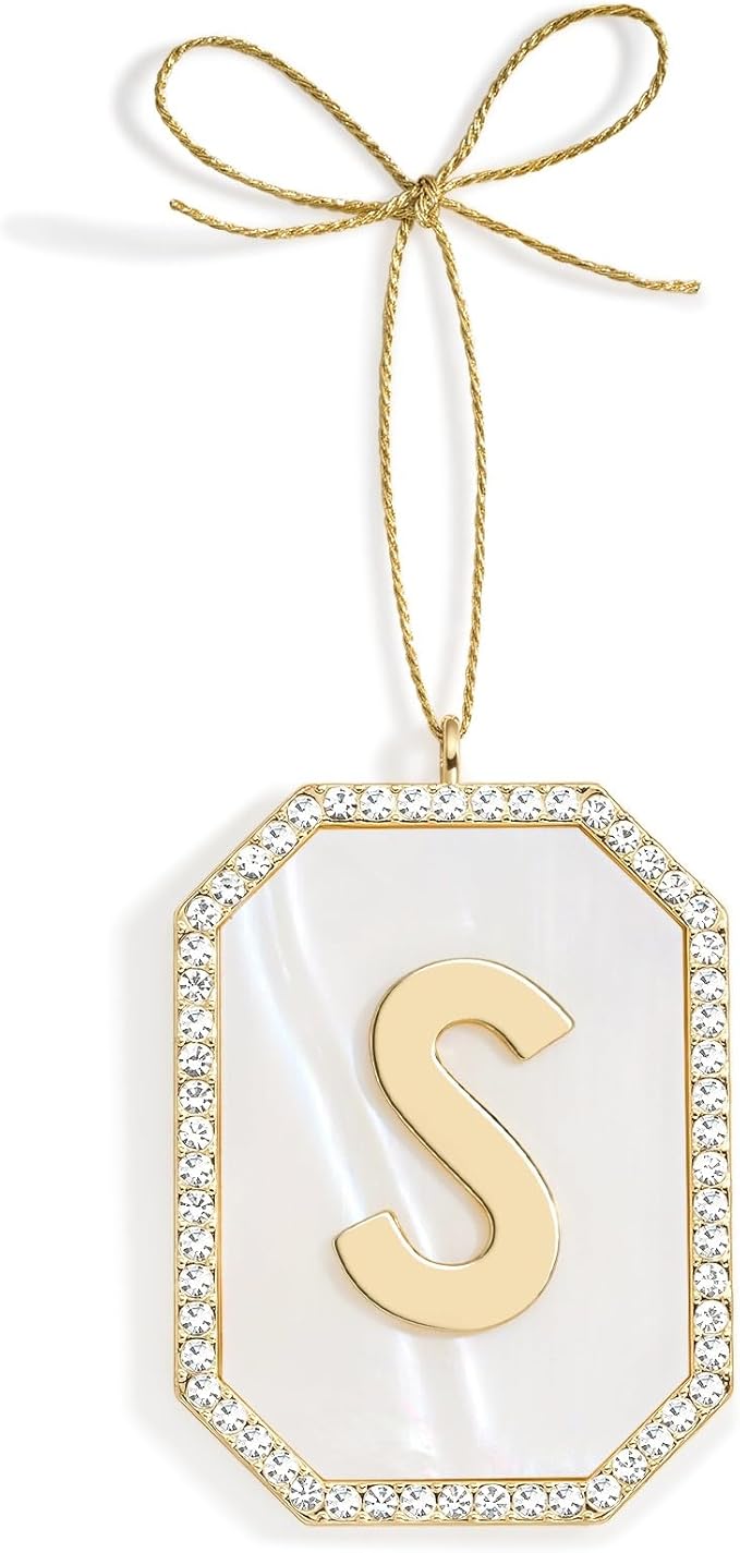 2025 Christmas Initial Ornaments, Letter S Ornaments for Xmas Tree,Hanging Christmas Ornament for Mother Best Friends Sister Wife
