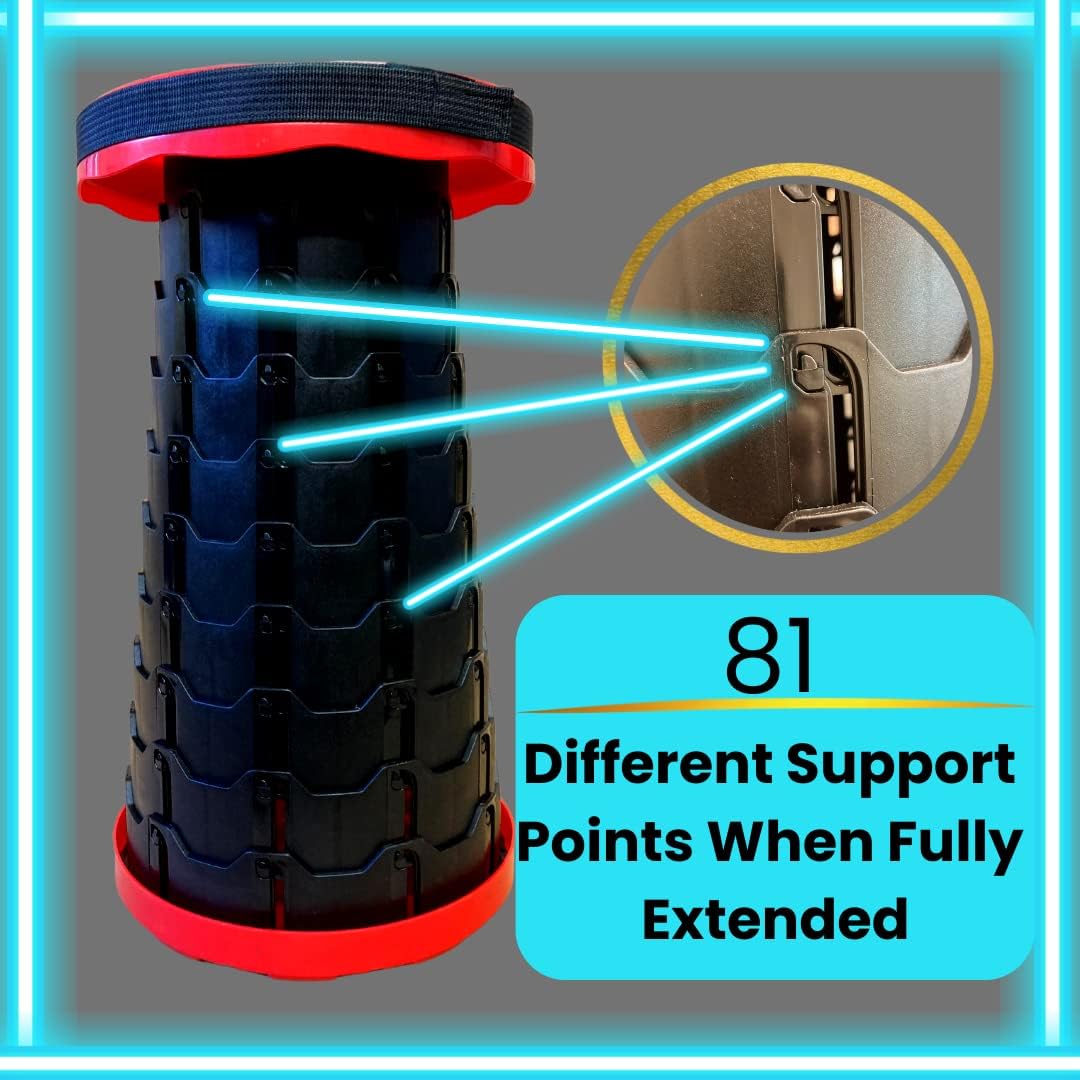 Smith & Barker Upgraded for 2025 Premium Telescopic Folding Stool for Adults and Children Outdoor Indoor Portable Collapsible Foldable Fishing Hiking Camping Festivals Seat (Black)