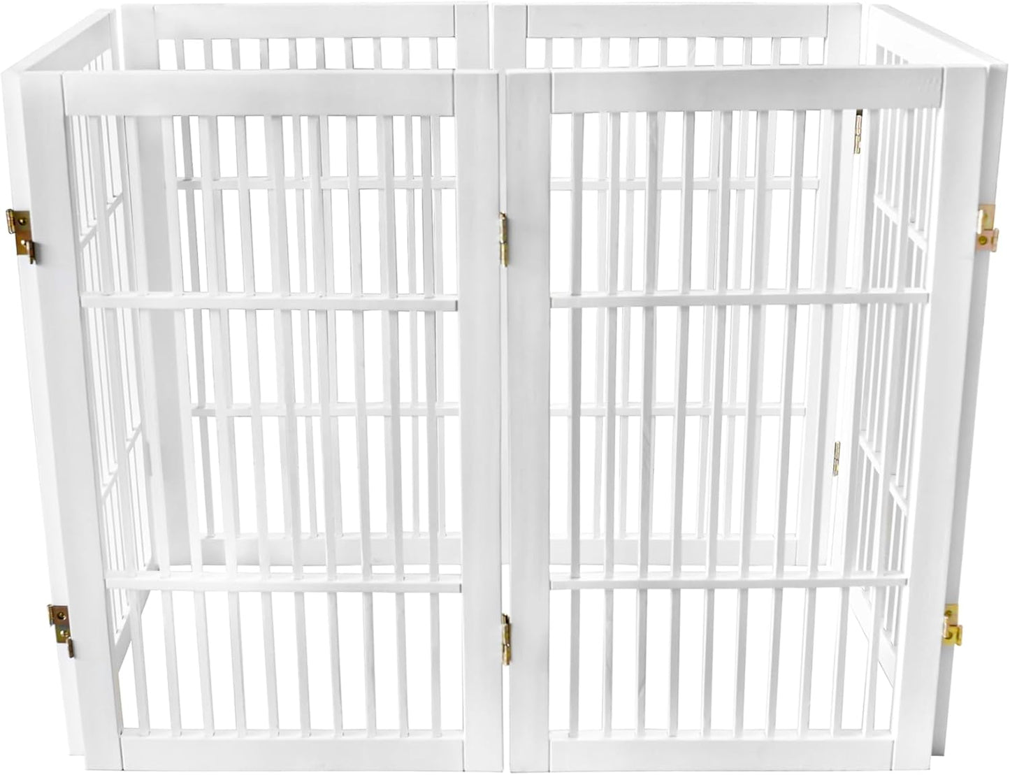 Pet Dog Gate Strong and Durable Freestanding Folding Acacia Hardwood Portable Wooden Fence Indoors or Outdoors by Urnporium (White Pet Gate, 6 Panel 30" Tall)