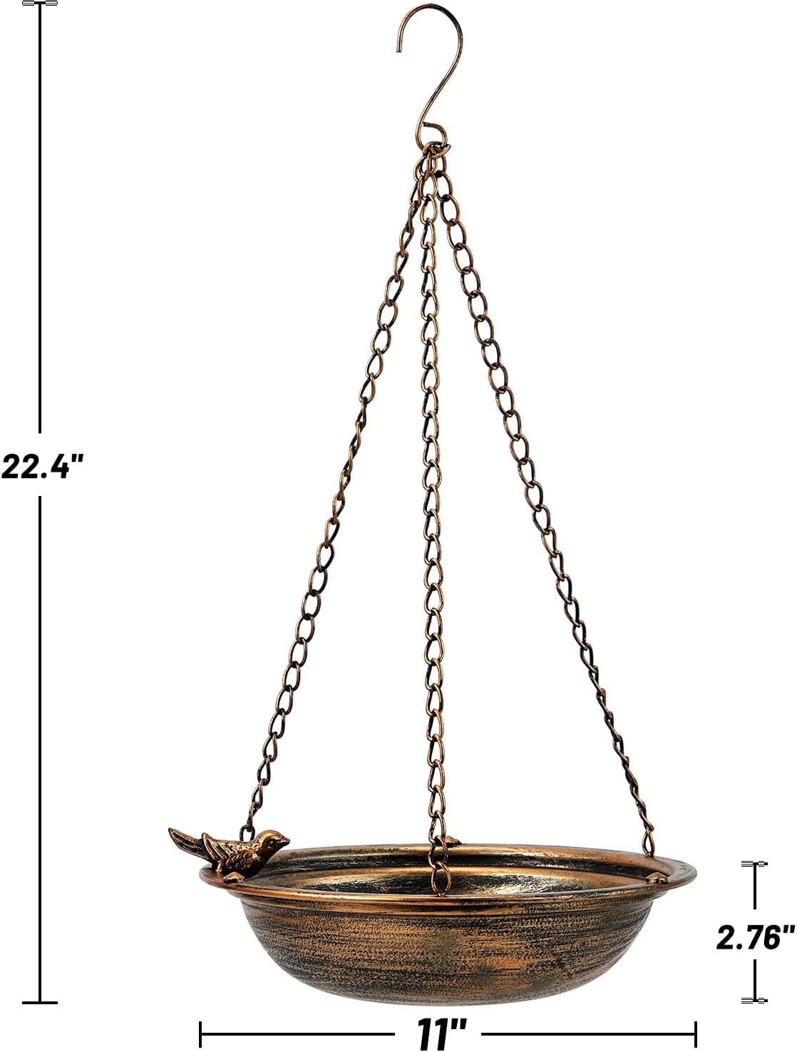 Metal Hanging Bird Baths for Outdoors,Outdoor Bird Feeder,Backyard, Patio Garden Yard Decoration (Gold)