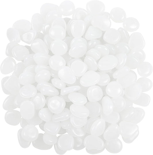 OSOPOLA 150 PCS Glow in The Dark Rocks - White Luminous Stones Fish Tank Accessories Turtle DIY Decor Pebbles for Fairy Garden Yard FD05WH150