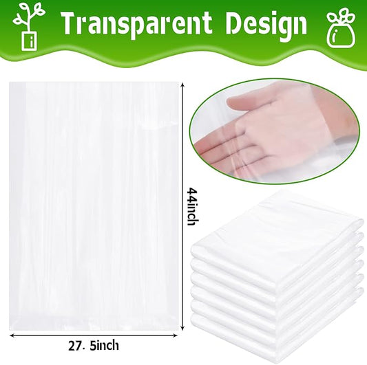 6 Pcs Winter Plant Covers Freeze Protection Small Plastic Clear Film Cover Shelter Bags Waterproof Frost Cloth for Outdoor Plants Greenhouse Garden Rain Frost Protection(27.6 x 43.3 Inch)