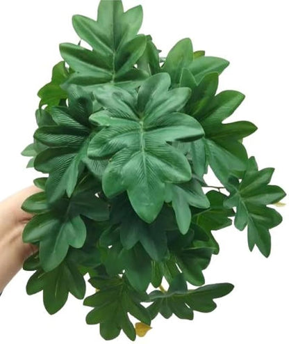 Reptile Fake Plants for Terrarium Artificial Tank Decor Accessories Suitable for Bearded Dragon Ball Python Crested Leopard Gecko Lizard Chameleon Snake-Philodendron selloum