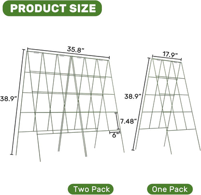 DOEWORKS Cucumber Trellis, 39" High Foldable A Frame Garden Trellis, 2 Pack, Plant Support for Climbing Cucumber, Beans, Tomatoes, Flowers, Green