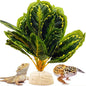 Reptile Decor Plants,Amphibian Habitat Decor,Artificial Plants for Bearded DragonTank Accessories Suitable for Leopard Gecko Lizard Chameleon Snake Tortoise (Calathea makoyana -A)