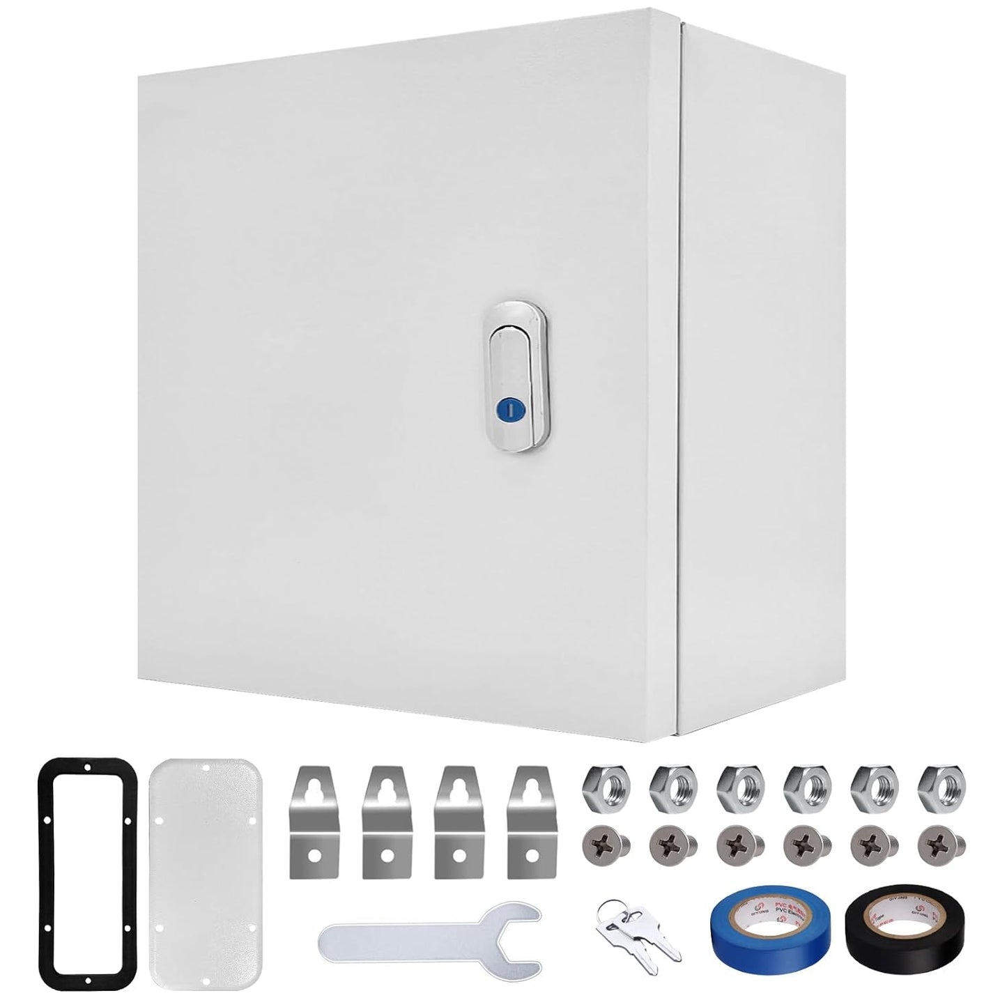 Outdoor Electrical Box 16 x 16 x 8”D NEMA 4X Enclosure Steel Box, Waterproof & Dustproof Outdoor/Indoor Lockable Electrical Junction Box, with Mounting Plate