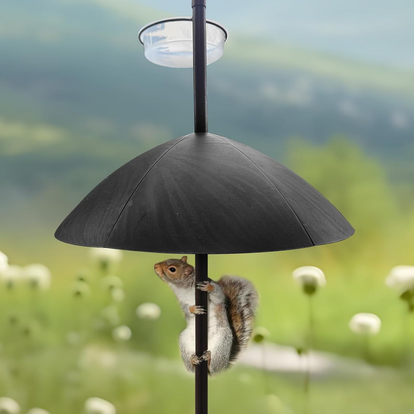 Bird Feeder,91in 4 Hook Bird Feeder Pole with Squirrel Baffle,Bath and Mesh Tray,Steel Multi-Feeder Kit Stand for Attracting Wild Birds, Easy Assembly for Courtyards (Weld, Black 91IN)