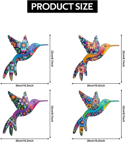Metal Hummingbird Wall Decor,Outdoor Fence Birds Art Decoration,Hanging Decorations for Garden,Yard,Patio Balcony,Great Gifts for Family Friends(4 Pack)