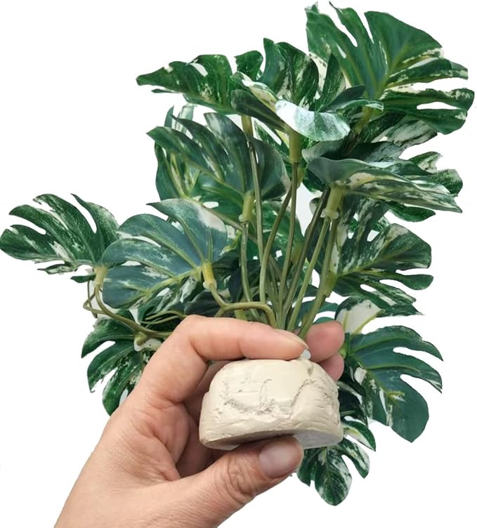 Reptile Fake Plants for Terrarium Artificial Tank Decor Accessories Suitable for Bearded Dragon Ball Python Crested Leopard Gecko Lizard Chameleon Snake-Monstera