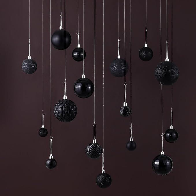 LANGXUN 36pcs Black Christmas Tree Decorations Balls, Bolas De Navidad, 2025 Christmas Decor, Indoor Outdoor Shatterproof Christmas Ornaments, Xmars Party Wedding Suppiles