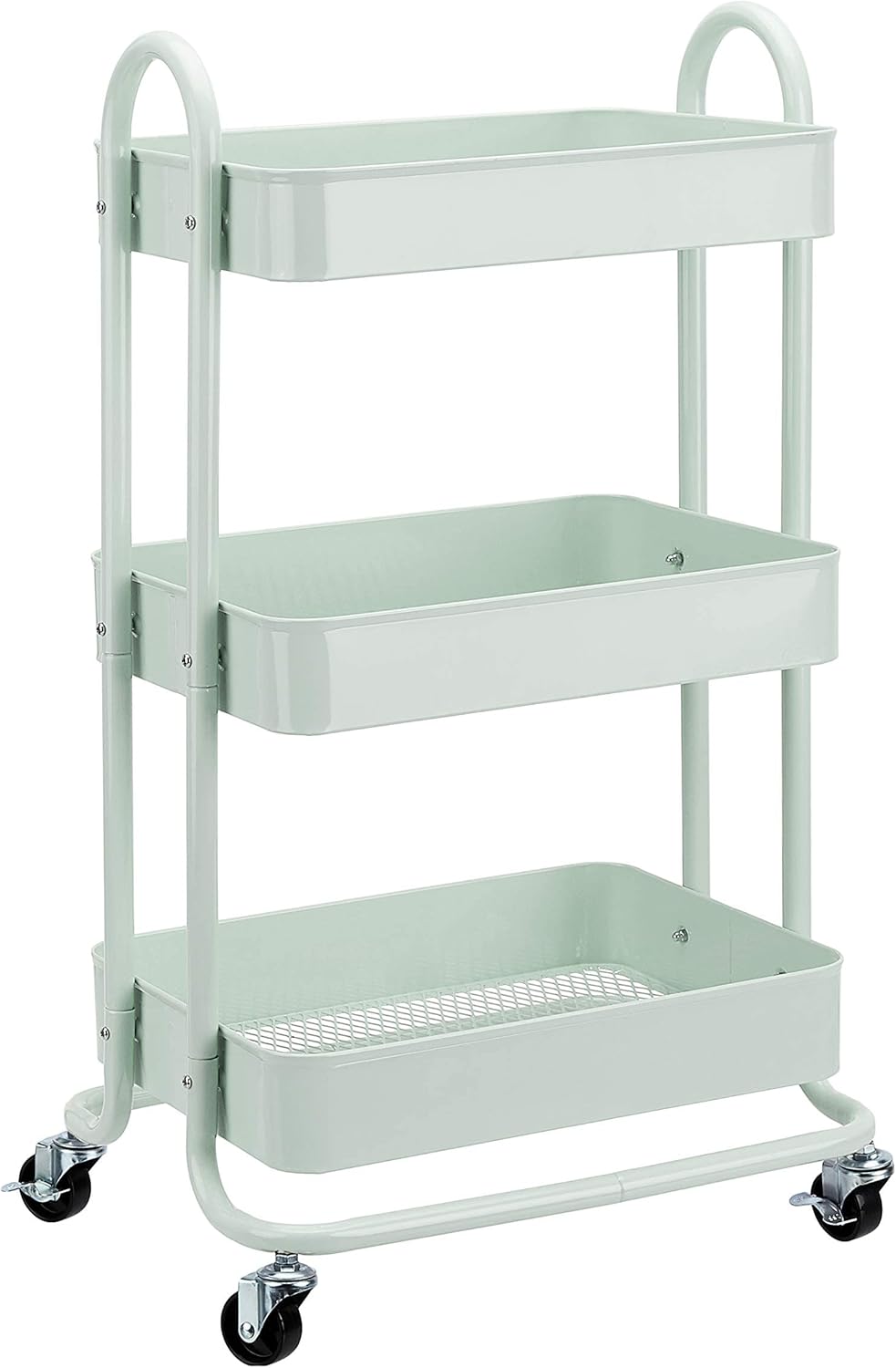 Amazon Basics 3-Tier Metal Rolling Utility or Kitchen Cart - Mint Green