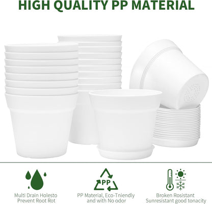 GARDIFE 20 Pack 6 inch Plant pots, planters for Indoor Plants, Flower pots, White