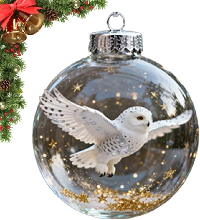 Winter Birds Christmas Glass Bauble Collection, Nature’s Birds Crystal Glass Ornament Set, 2026 Cute Hummingbird Christmas Tree Ornaments, for Xmas Tree Memorial Gifts, Room Decor(Styleh)