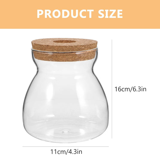 Glass Plant Jar -Plants Propagation Station - - with Wood Lid- Micro Landscape Terrarium Container Desktop Plant Jar Hydroponic Vases Gardening for Plant Lovers(Size)