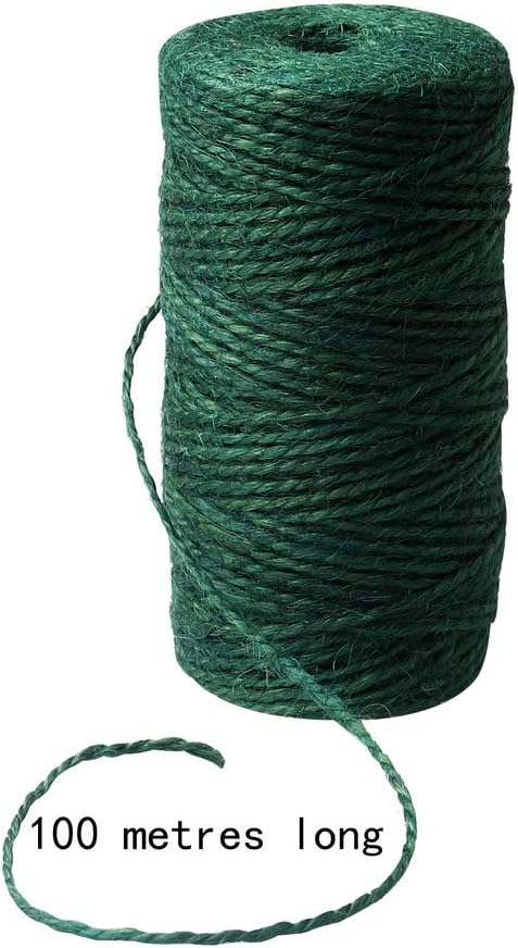 656 Feet Green Garden Twine, Natural Jute Twine Green String Heavy Duty Jute Rope String Christmas Twine for Craft Gardening Floristry Bundling Gift Wrapping (328Feet/Roll)