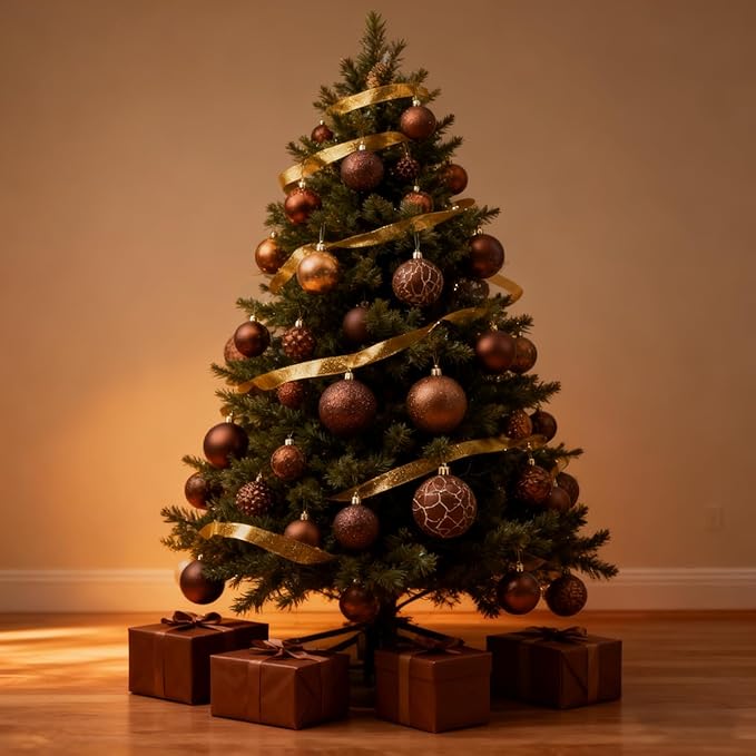 LANGXUN 36pcs Brown Christmas Tree Decorations Balls, Bolas De Navidad, 2025 Christmas Decor, Indoor Outdoor Shatterproof Christmas Ornaments, Xmars Party Wedding Suppiles