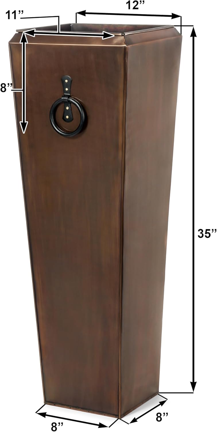 H Potter Tall Outdoor Planters Copper Large Flower Pots Indoor for Patio Balcony Garden Deck Front Porch Entryway Antique Copper Single Large
