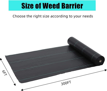 6ft X 300ft Weed Barrier Landscape Fabric Heavy Duty, Towallmark Premium 3.2oz Ground Cover Weed Block Gardening Mat, Easy Setup & Superior Weed Control, Perfect for Erosion Control, Weed Barrier