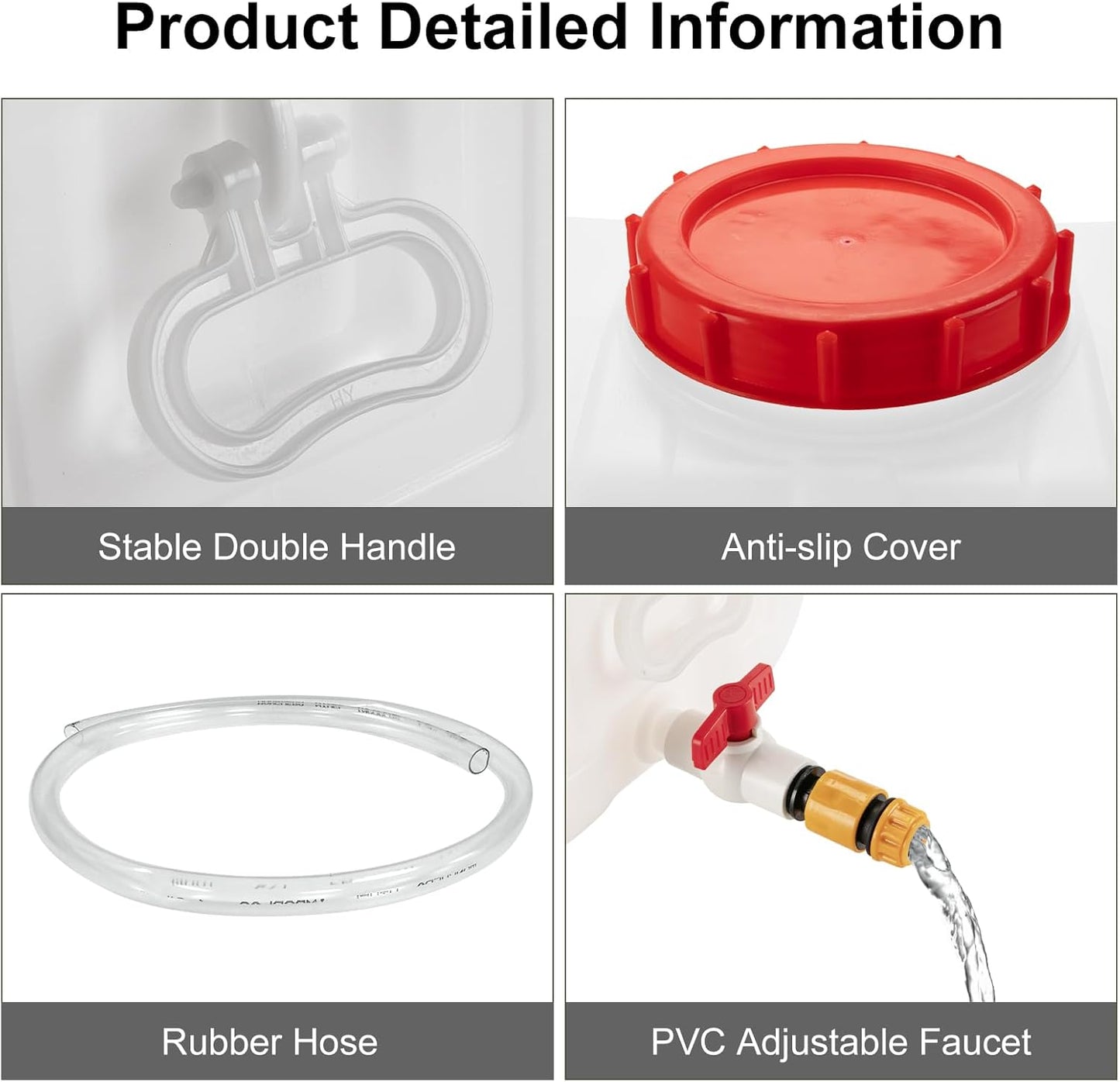 Water Storage Container for Camping, 6.6 Gallon Water Tank with Faucet, Portable First Aid Water Storage for Outdoor Hiking, RV, Autonomous Driving Tour, 17.7 x 11.8 x 11.8in