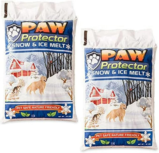 Paw Protector Pet Safe Ice Melt 40 LB (Two 20 LB Bags) – Driveway & Sidewalk Deicer – Child Safe, Pet Friendly, Fast-Acting Ice Melter for Extreme Cold